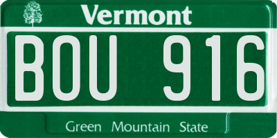 VT license plate BOU916
