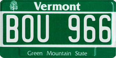 VT license plate BOU966