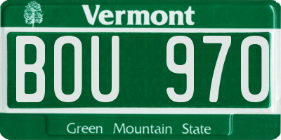 VT license plate BOU970