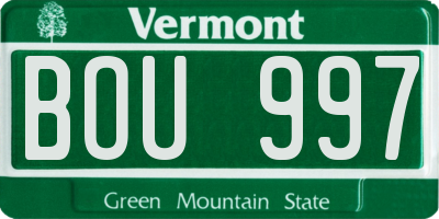 VT license plate BOU997