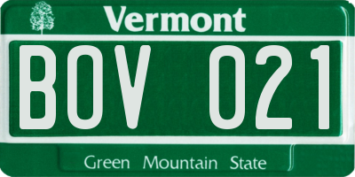 VT license plate BOV021