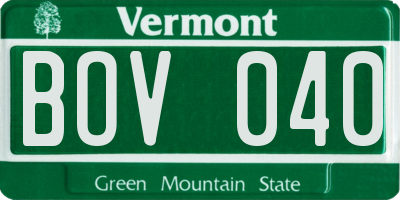 VT license plate BOV040