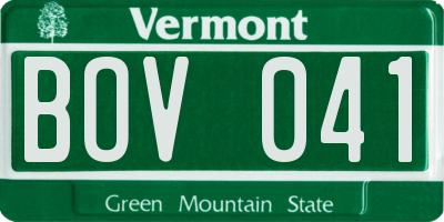 VT license plate BOV041