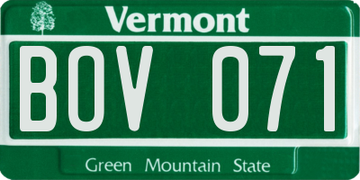 VT license plate BOV071
