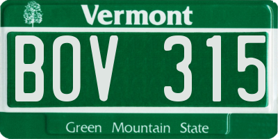 VT license plate BOV315
