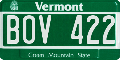 VT license plate BOV422