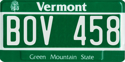 VT license plate BOV458