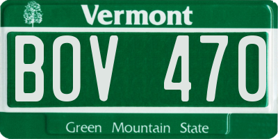 VT license plate BOV470