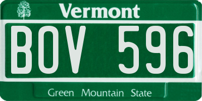 VT license plate BOV596