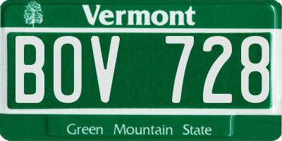 VT license plate BOV728