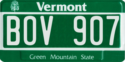 VT license plate BOV907