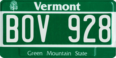VT license plate BOV928