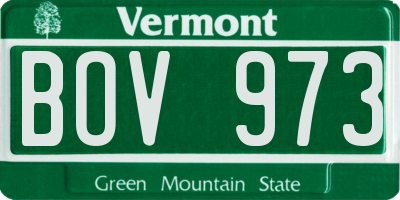 VT license plate BOV973