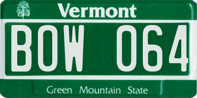 VT license plate BOW064