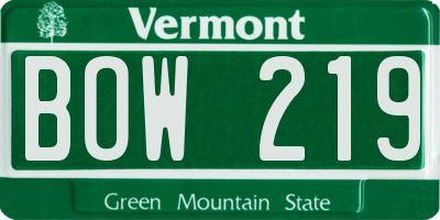 VT license plate BOW219