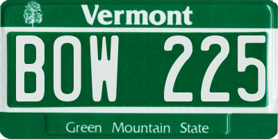 VT license plate BOW225