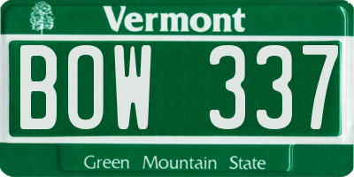 VT license plate BOW337
