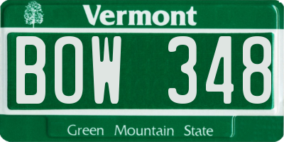 VT license plate BOW348