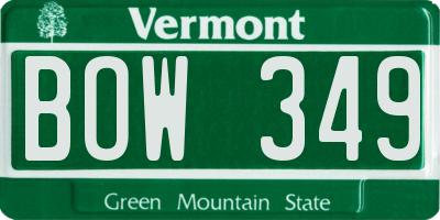 VT license plate BOW349