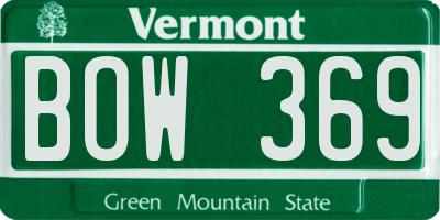 VT license plate BOW369