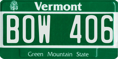 VT license plate BOW406