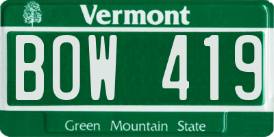 VT license plate BOW419