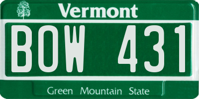 VT license plate BOW431