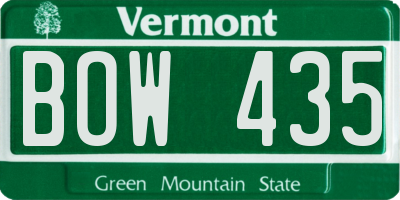 VT license plate BOW435