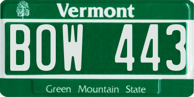 VT license plate BOW443