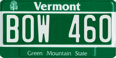 VT license plate BOW460