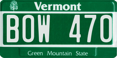 VT license plate BOW470