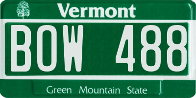 VT license plate BOW488