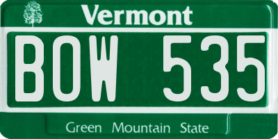 VT license plate BOW535