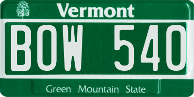 VT license plate BOW540