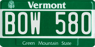 VT license plate BOW580