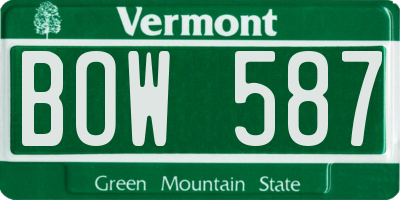 VT license plate BOW587
