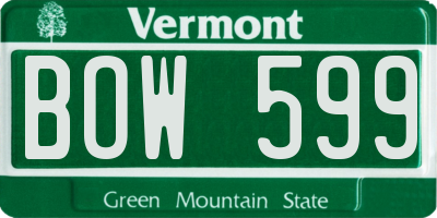 VT license plate BOW599