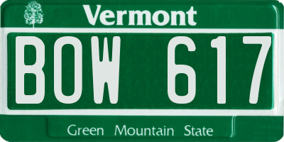 VT license plate BOW617