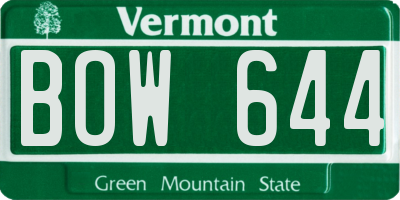 VT license plate BOW644