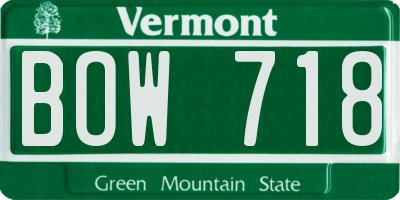 VT license plate BOW718