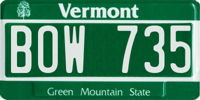 VT license plate BOW735