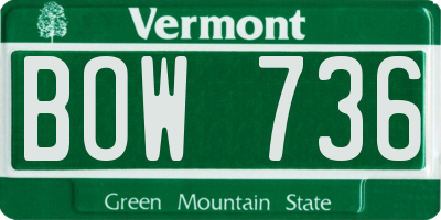 VT license plate BOW736