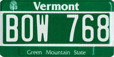 VT license plate BOW768