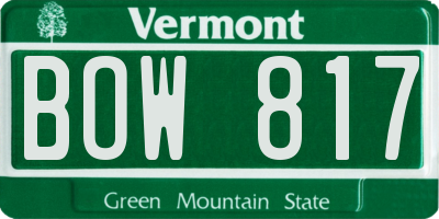 VT license plate BOW817