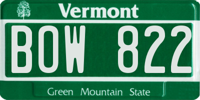 VT license plate BOW822