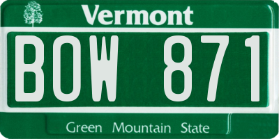 VT license plate BOW871