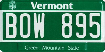VT license plate BOW895