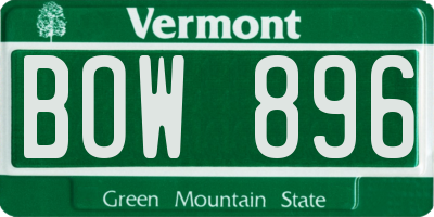 VT license plate BOW896