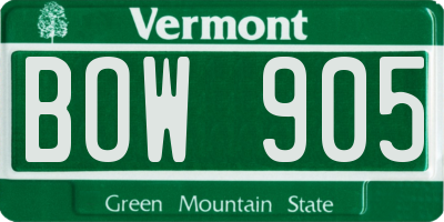 VT license plate BOW905
