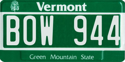 VT license plate BOW944
